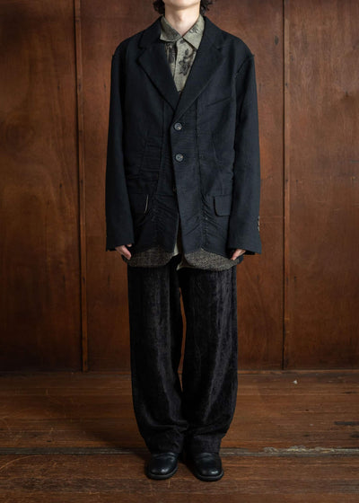 ZIGGY CHEN Raw-Edge Shoulders Three Button Jacket Black 0M2430906