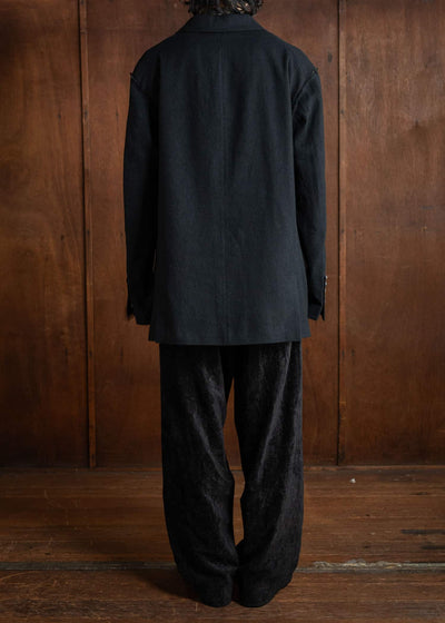 ZIGGY CHEN Raw-Edge Shoulders Three Button Jacket Black 0M2430906