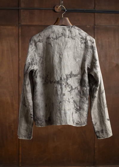 Professor.E DOUBLE-BREASTED COLLARLESS SHIRT 25SS-FM-LSH-01-NATURAL DYED GRAY