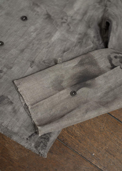 Professor.E DOUBLE-BREASTED COLLARLESS SHIRT 25SS-FM-LSH-01-NATURAL DYED GRAY