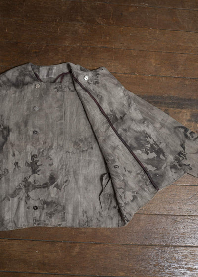 Professor.E DOUBLE-BREASTED COLLARLESS SHIRT 25SS-FM-LSH-01-NATURAL DYED GRAY