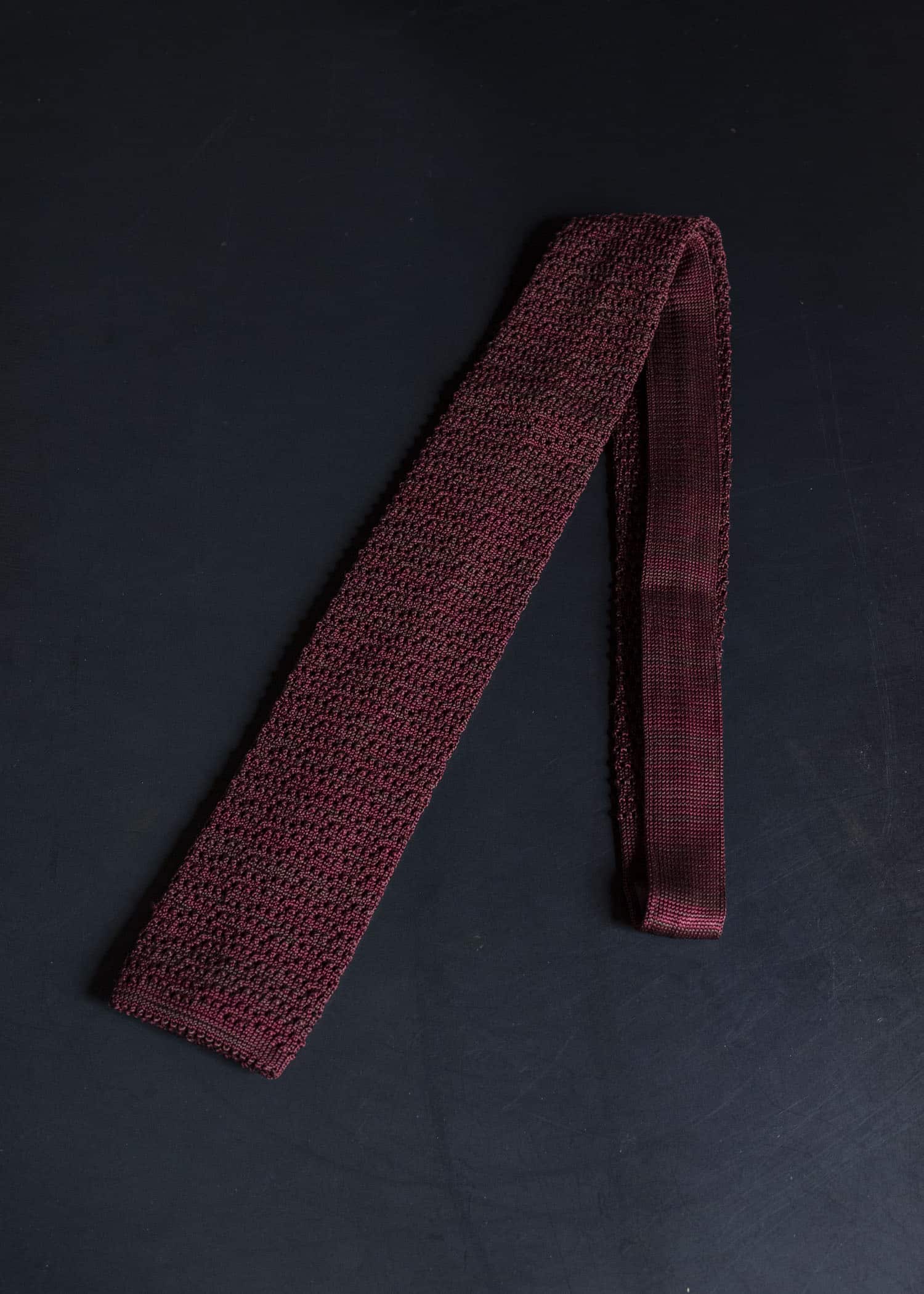 Taiga Takahashi Lot.036-Burgundy Knit Tie Burgundy