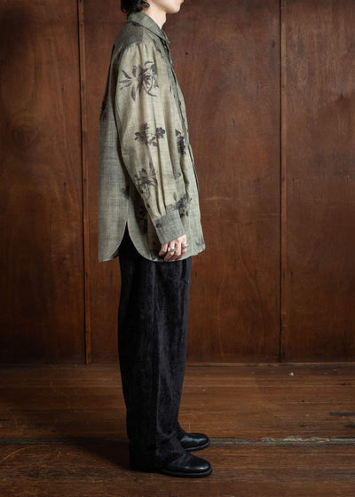 ZIGGY CHEN Asymmetric Pleated Shirt Stone 0M2430736