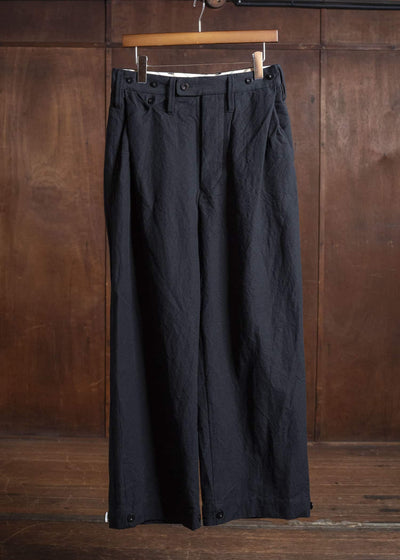 KLASICA 25F-TRS-B13 LINDBERG II - ax Side Tucked Wide Straight Trousers COAL BLACK