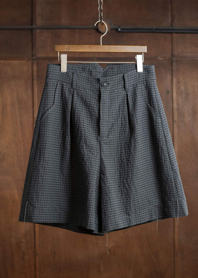 Professor.E PLEATED SHORTS 25SS-PE-TRS-03-DUSTY CHECK