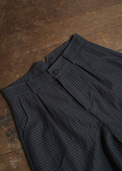 Professor.E PLEATED SHORTS 25SS-PE-TRS-03-DUSTY CHECK