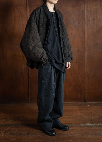 ZIGGY CHEN Jaquard Bomber Down Jacket Black 0M2431201