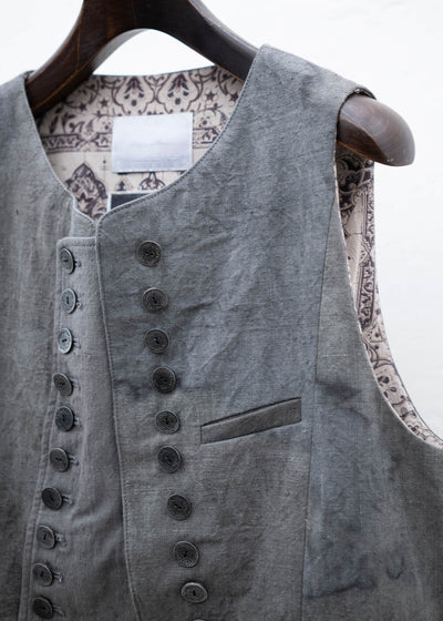 Professor.EE Waistcoat / Natural Dyed Gray