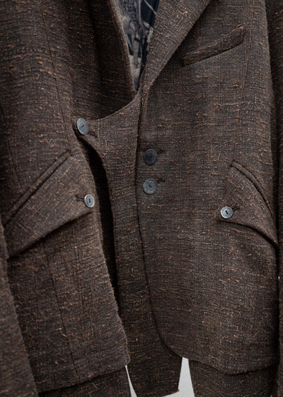 Professor.E Double Layer Blazer / Natural Dyed Brown