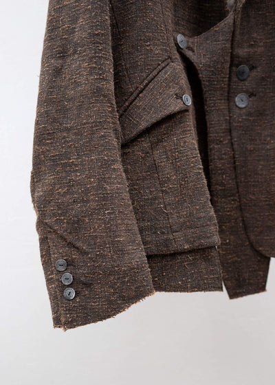 Professor.E Double Layer Blazer / Natural Dyed Brown