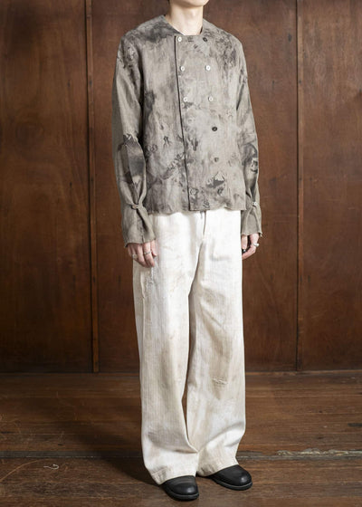 Professor.E DOUBLE-BREASTED COLLARLESS SHIRT 25SS-FM-LSH-01-NATURAL DYED GRAY