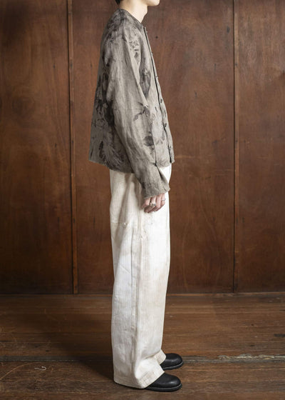 Professor.E DOUBLE-BREASTED COLLARLESS SHIRT 25SS-FM-LSH-01-NATURAL DYED GRAY