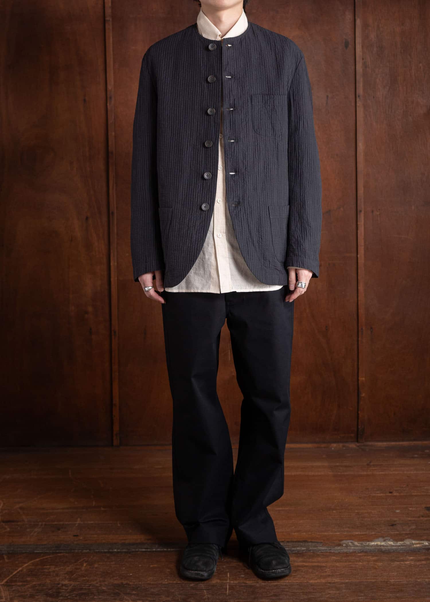 ITOH Padded Overdyed Round Neck Jacket