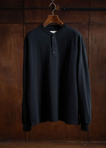 YOKO SAKAMOTO Tsuriami L/S Henley Neck Black YS-24AW-114-Black