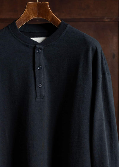YOKO SAKAMOTO Tsuriami L/S Henley Neck Black YS-24AW-114-Black