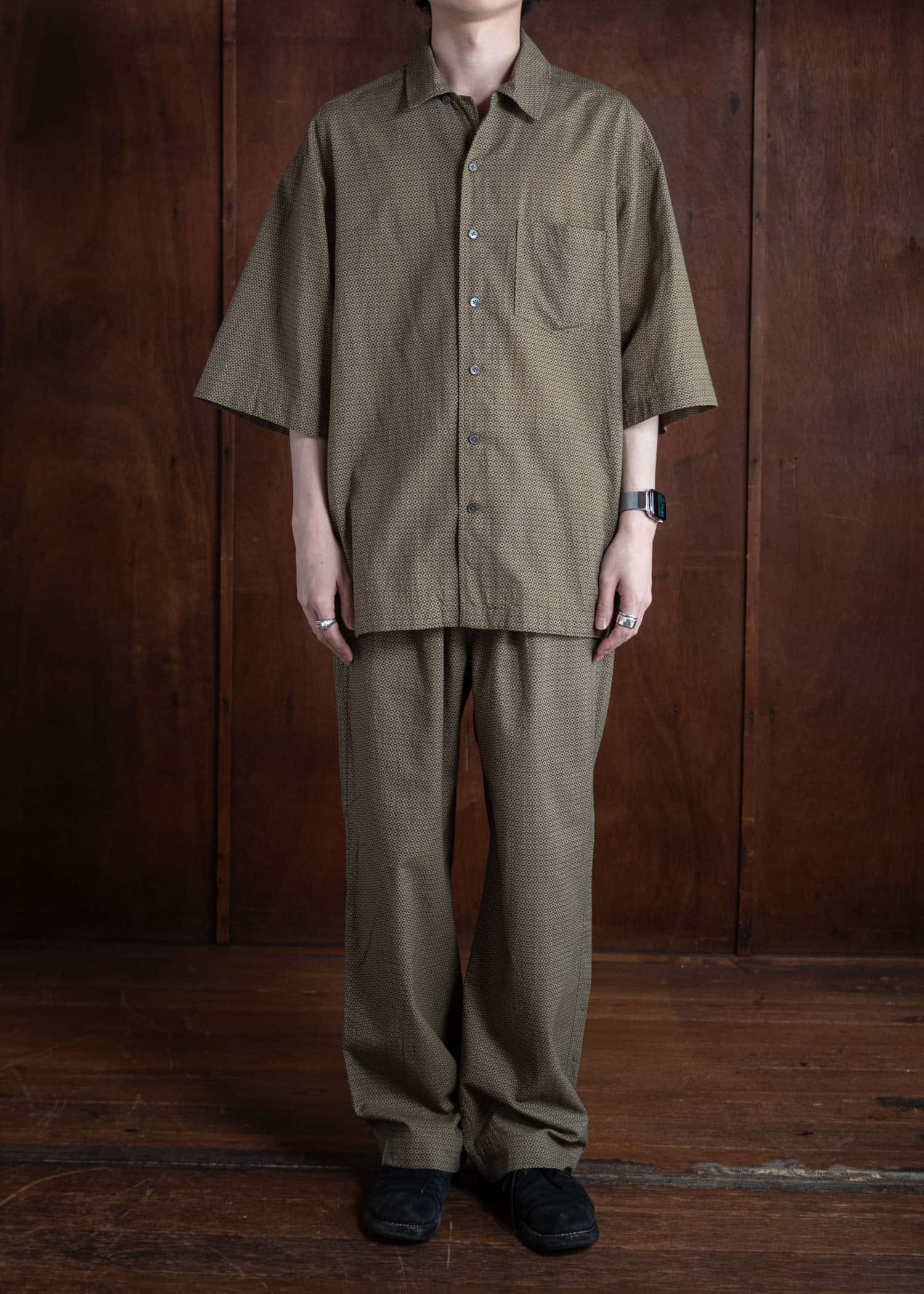 ITOH Dot Print Camp Collar Shirt Khaki