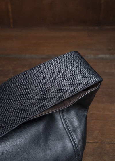 Taiga Takahashi Lot.004-Cf-Black Newsboy Bag Calf Leather Black