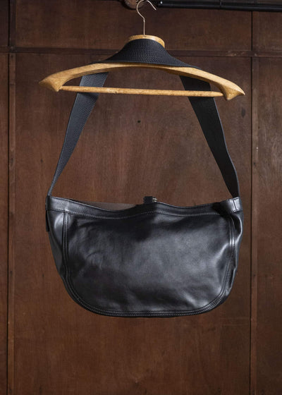 Taiga Takahashi Lot.018-Cf-Black Newsboy Bag Calf Leather Small Black