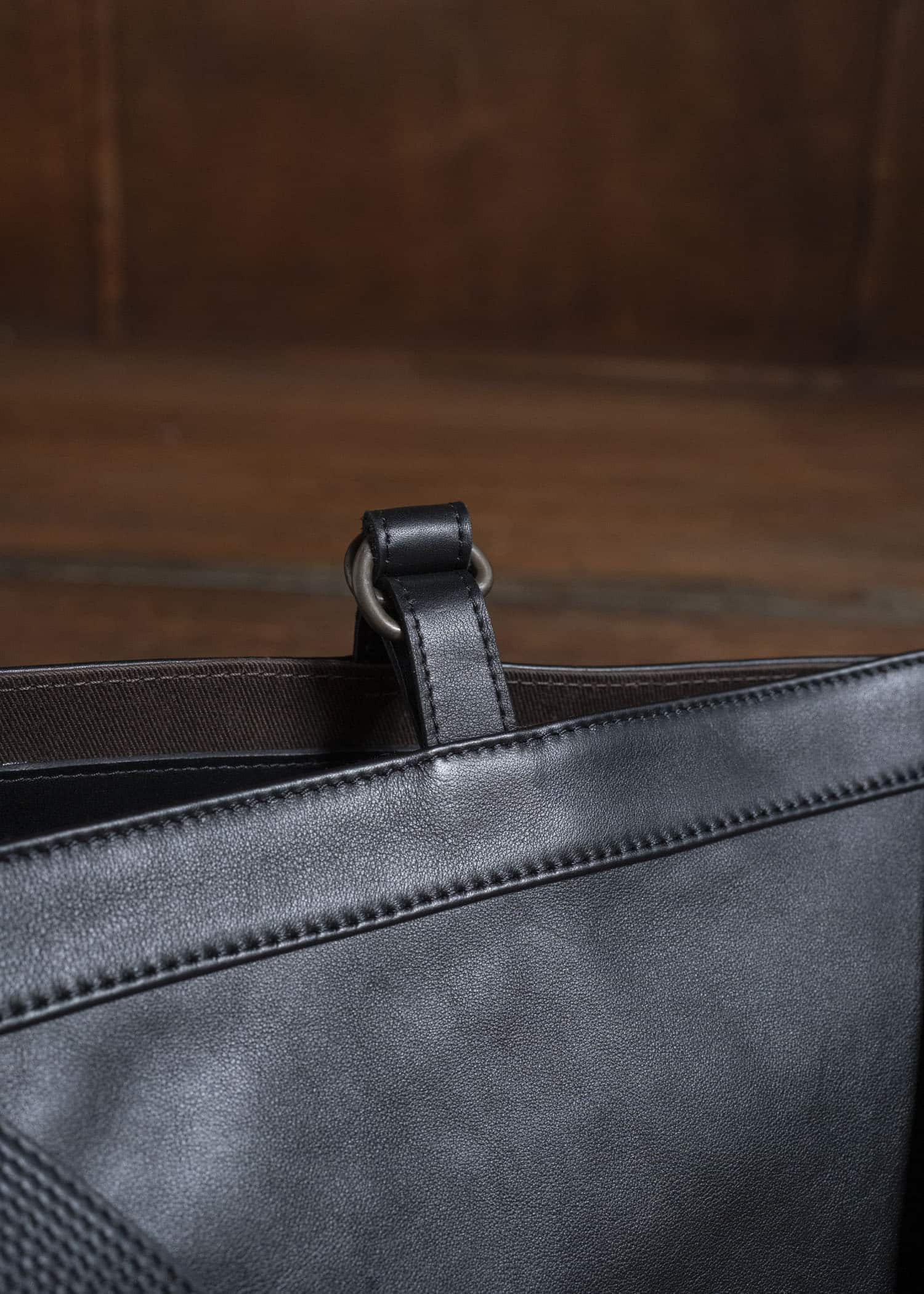 Taiga Takahashi Lot.018-Cf-Black Newsboy Bag Calf Leather Small Black