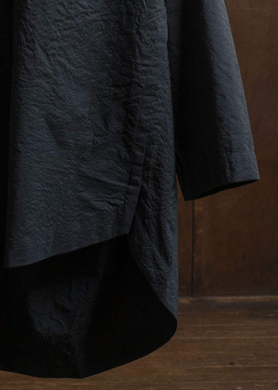 JAN-JAN VAN ESSCHE TUNIC#42 KIMONO COLLAR LOOSE FIT TUNIC Wool Silk Cloth Deep Black