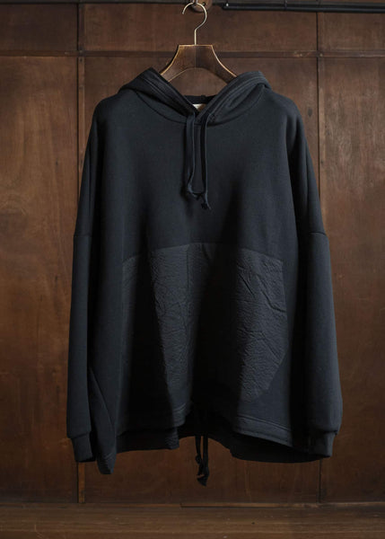 JAN-JAN VAN ESSCHE SWEAT#59 OVERSIZED HOODED SWEATSHIRT Cotton Yak Terry Sweat Black