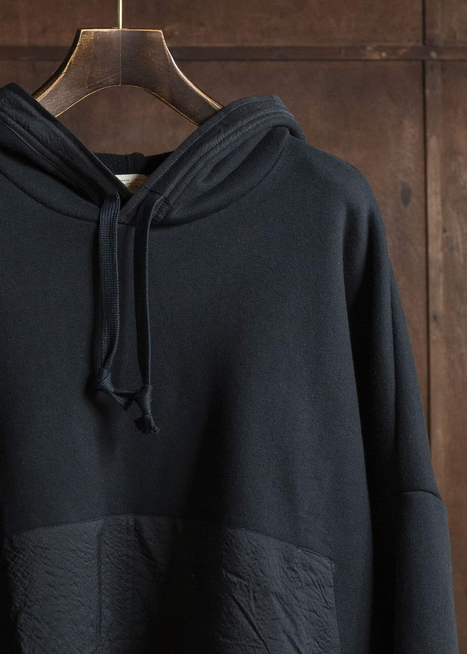 JAN-JAN VAN ESSCHE SWEAT#59 OVERSIZED HOODED SWEATSHIRT Cotton Yak Terry Sweat Black