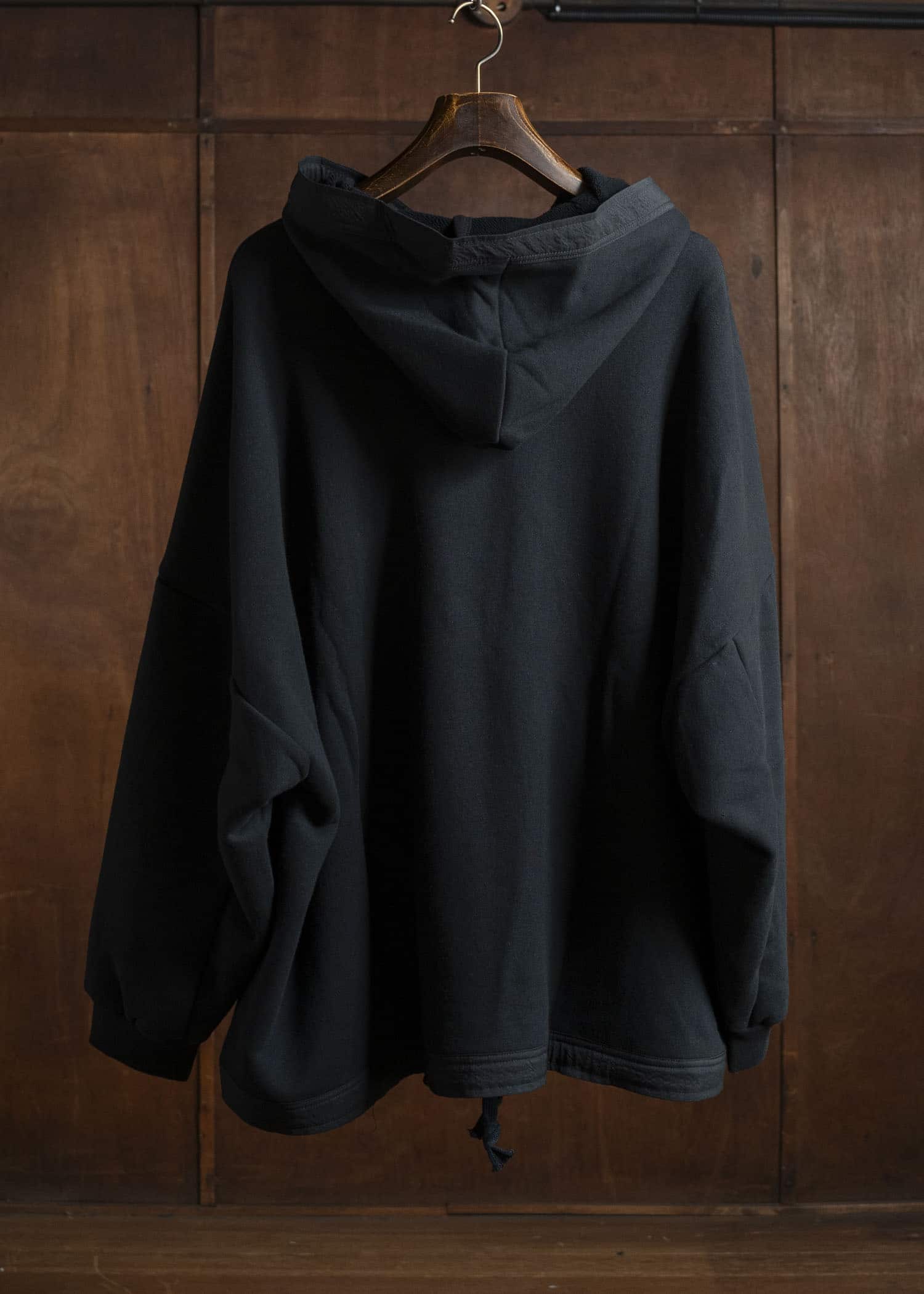 JAN-JAN VAN ESSCHE SWEAT#59 OVERSIZED HOODED SWEATSHIRT Cotton Yak Terry Sweat Black