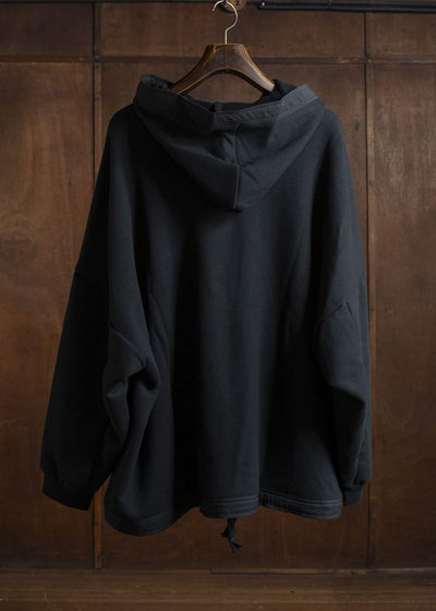 JAN-JAN VAN ESSCHE SWEAT#59 OVERSIZED HOODED SWEATSHIRT Cotton Yak Terry Sweat Black