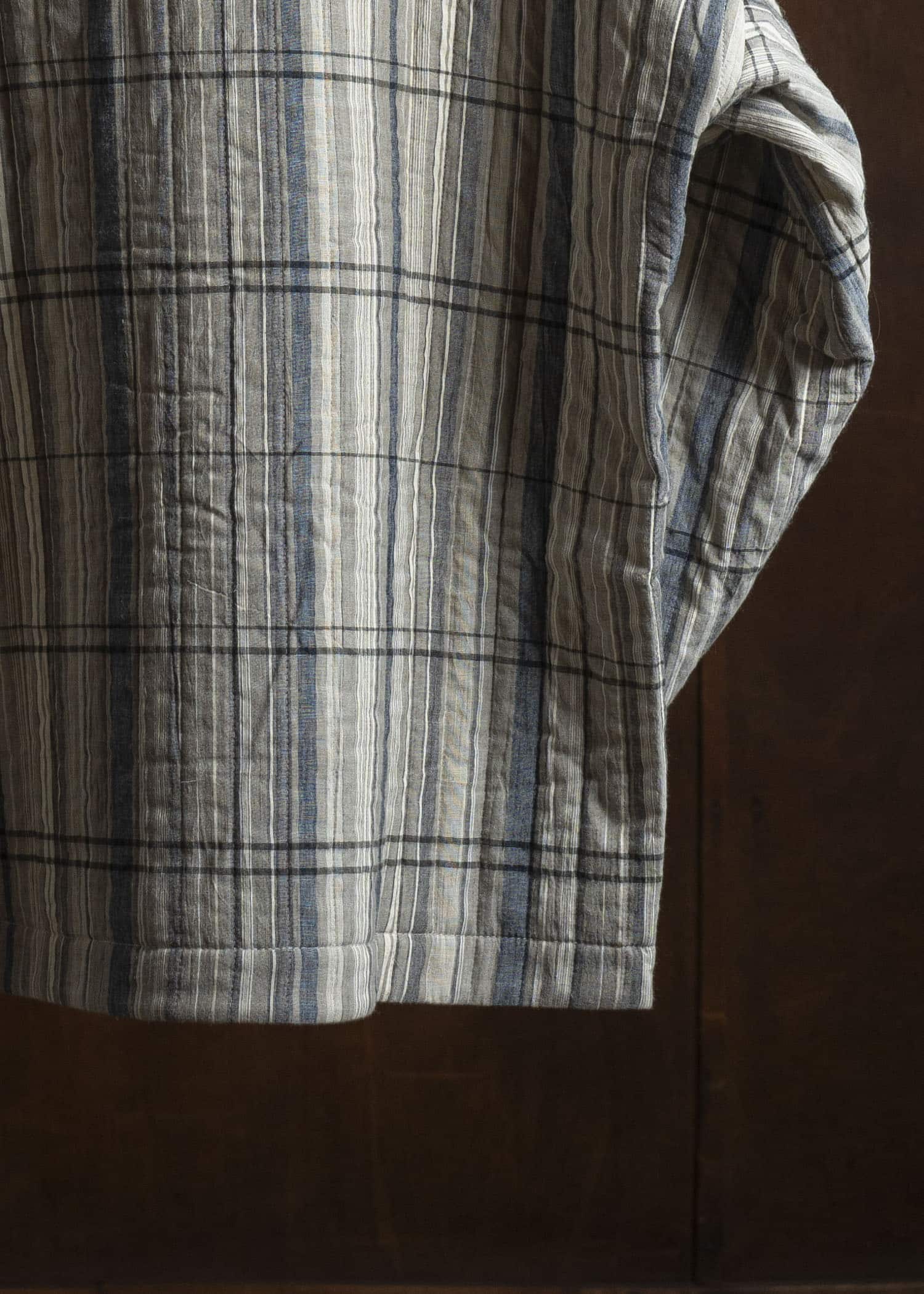 JAN-JAN VAN ESSCHE JACKET #62 COLLARLESS PADDED JACKET Madras Plaid Plaster