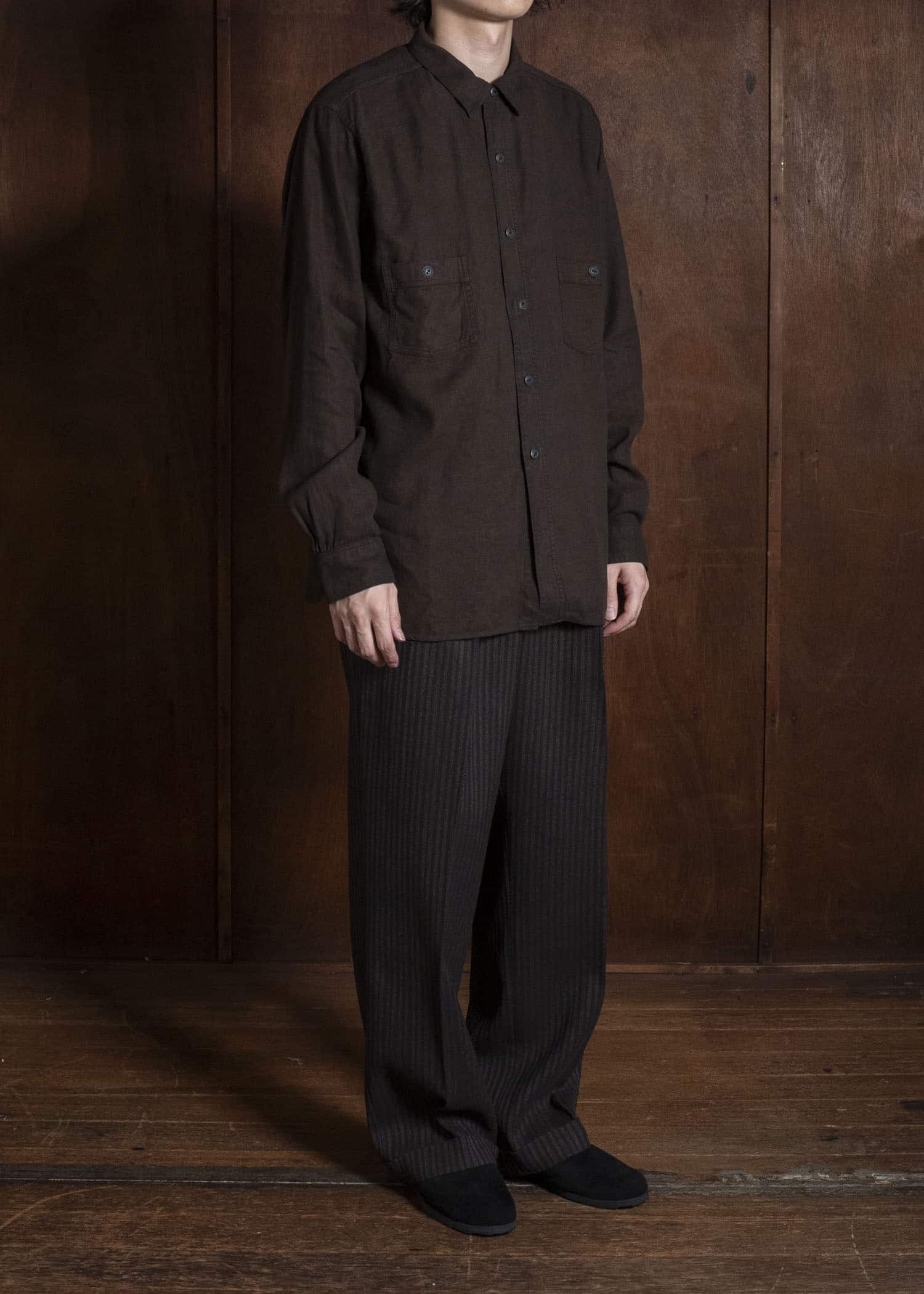 Taiga Takahashi Lot.121-Mud Dyed Brown Work Shirt Mud Dyed Brown