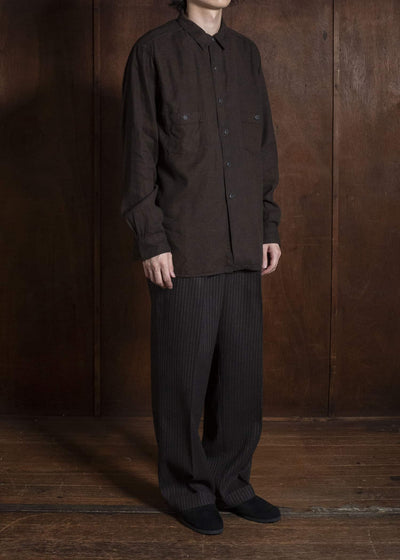 Taiga Takahashi Lot.121-Mud Dyed Brown Work Shirt Mud Dyed Brown
