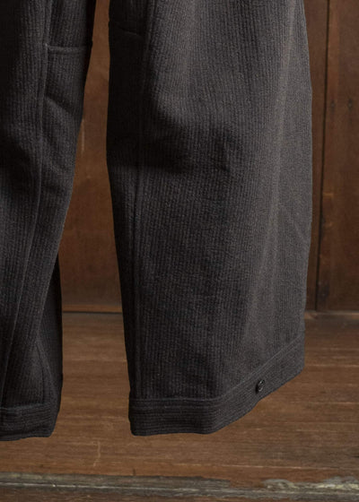 JAN-JAN VAN ESSCHE TROSERS #87 DOUBLE PLEATED TROUSERS Ridged Linen Wool Eggplant / Indigo