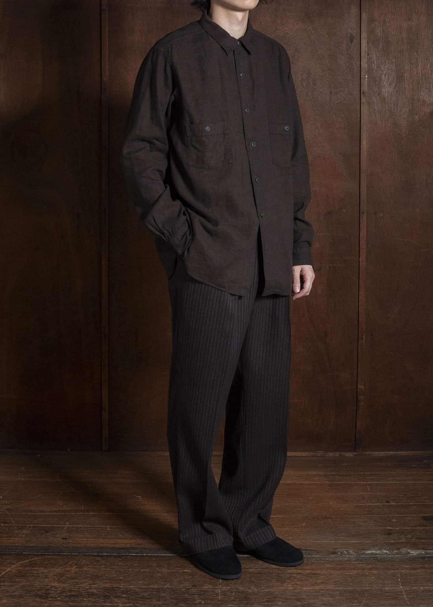Taiga Takahashi Lot.121-Mud Dyed Brown Work Shirt Mud Dyed Brown
