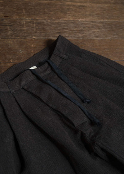 JAN-JAN VAN ESSCHE TROSERS #87 DOUBLE PLEATED TROUSERS Ridged Linen Wool Eggplant / Indigo