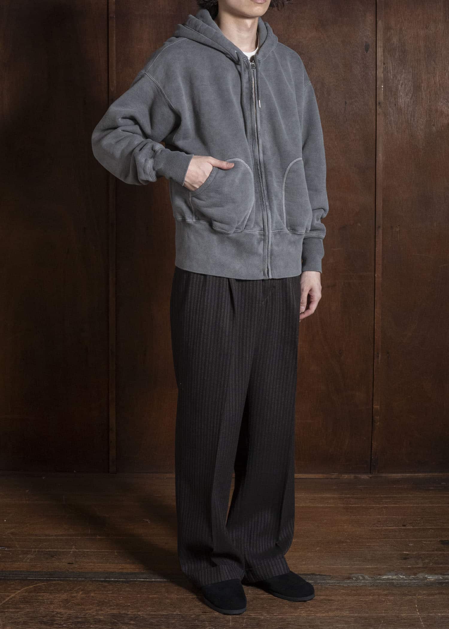 Taiga Takahashi Lot.615-Gray Full Zip Sweat Parka Gray