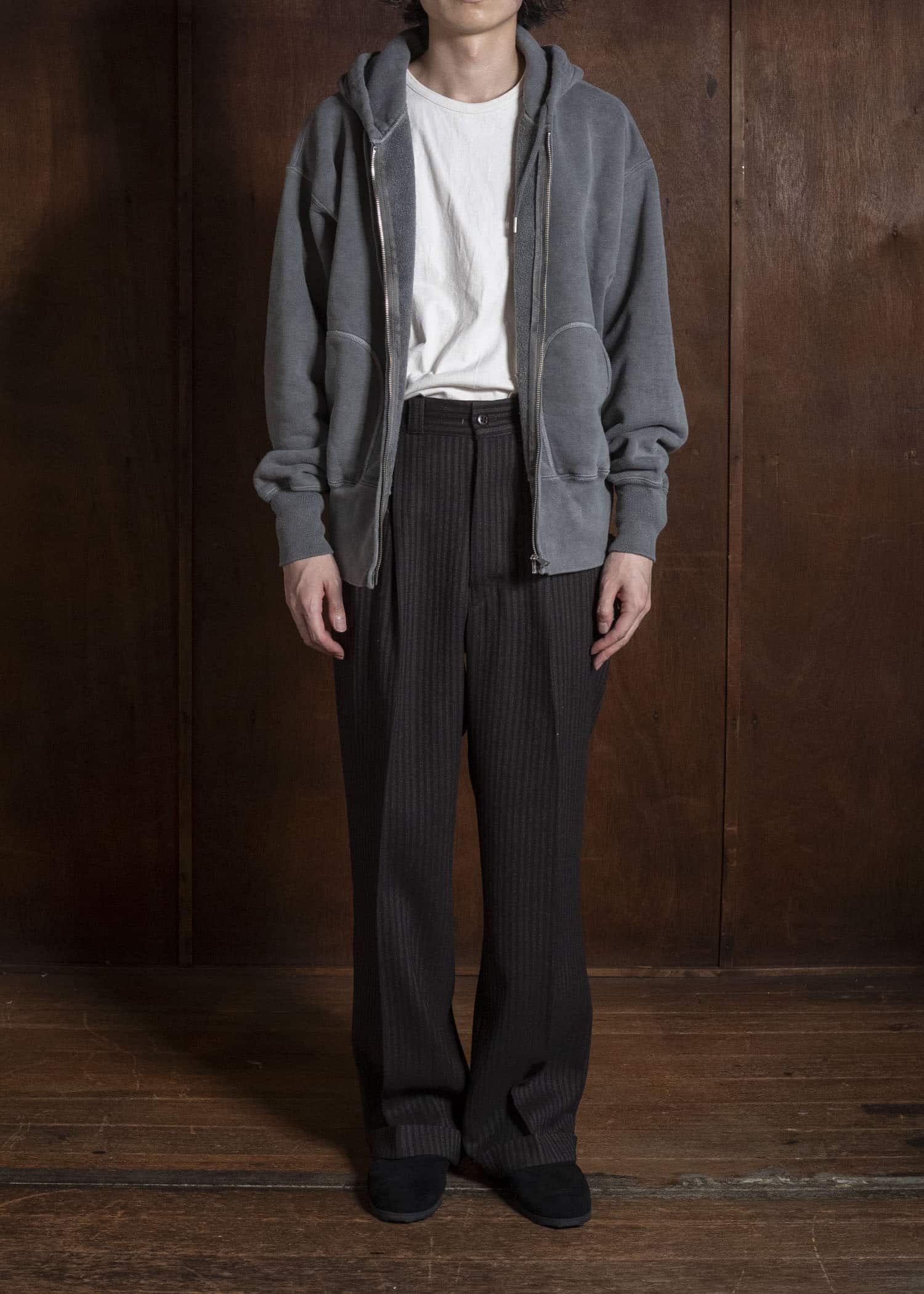 Taiga Takahashi Lot.615-Gray Full Zip Sweat Parka Gray