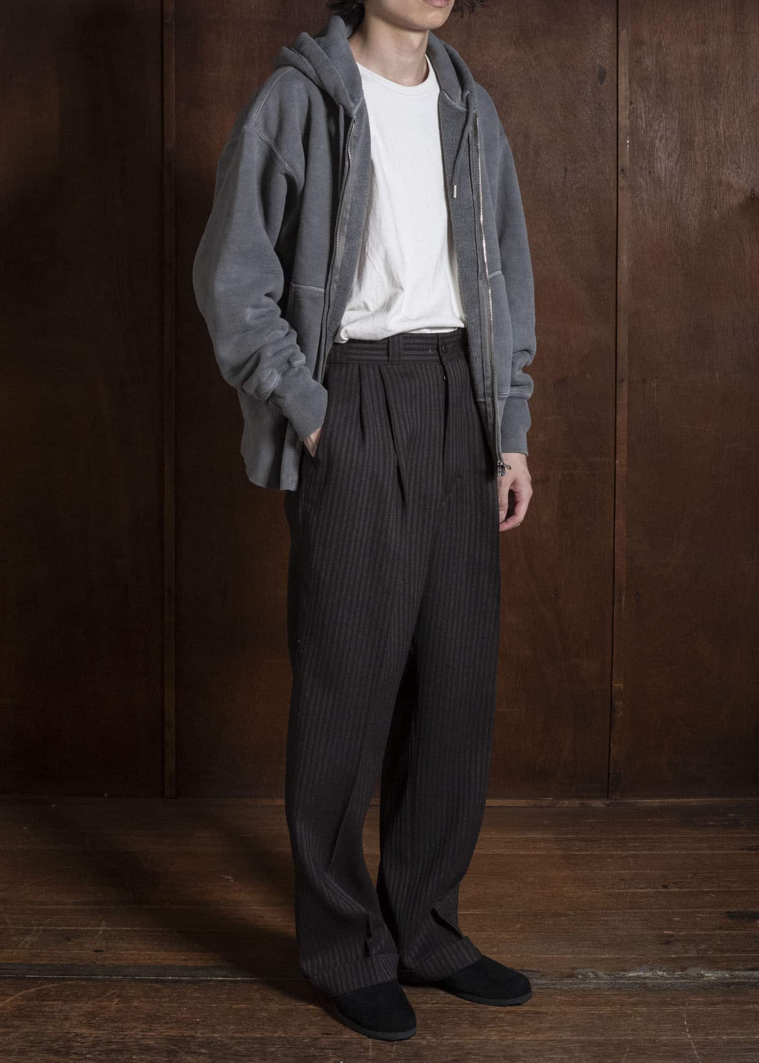 Taiga Takahashi Lot.615-Gray Full Zip Sweat Parka Gray