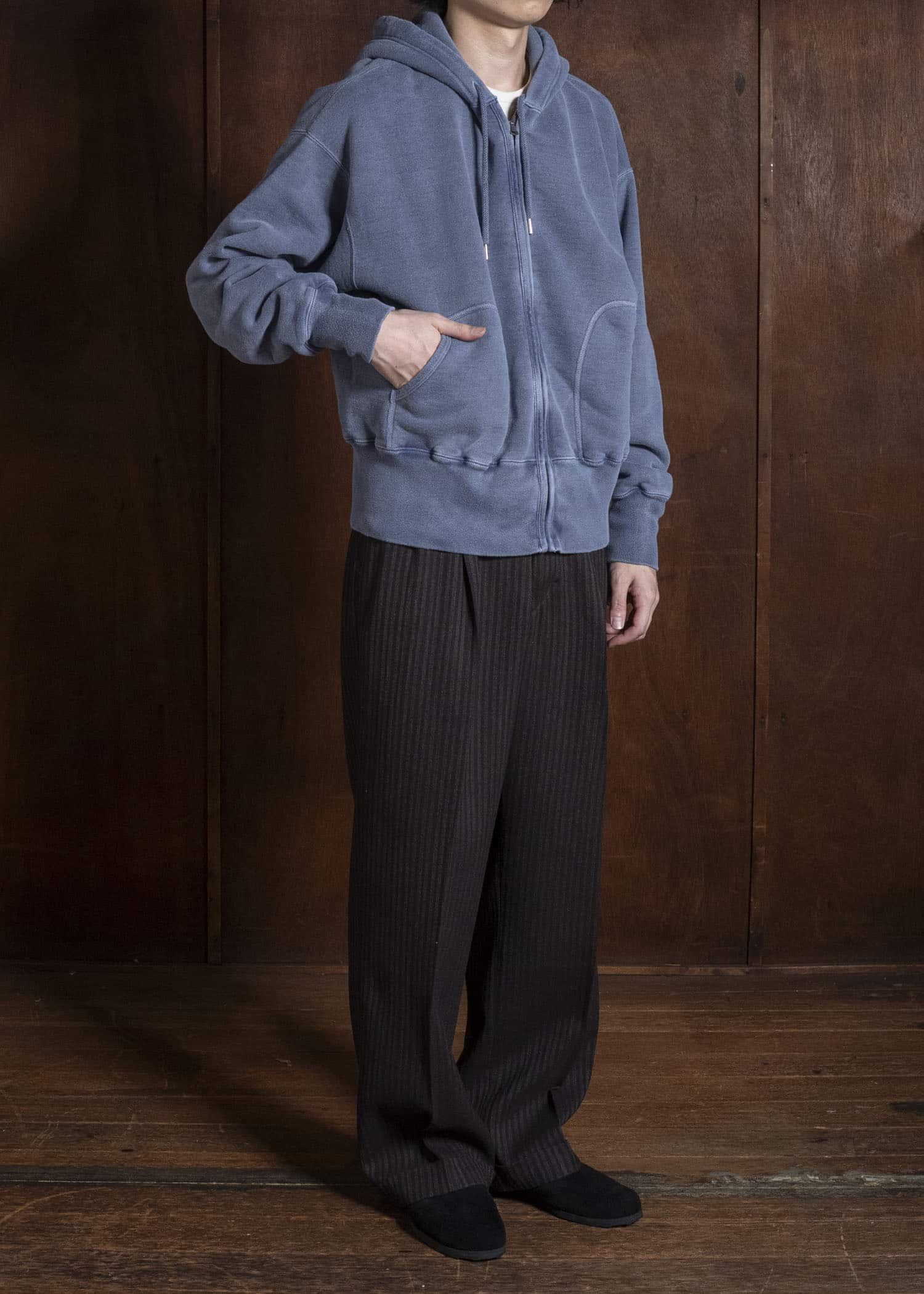 Taiga Takahashi Lot.615-Navy Full Zip Sweat Parka Navy