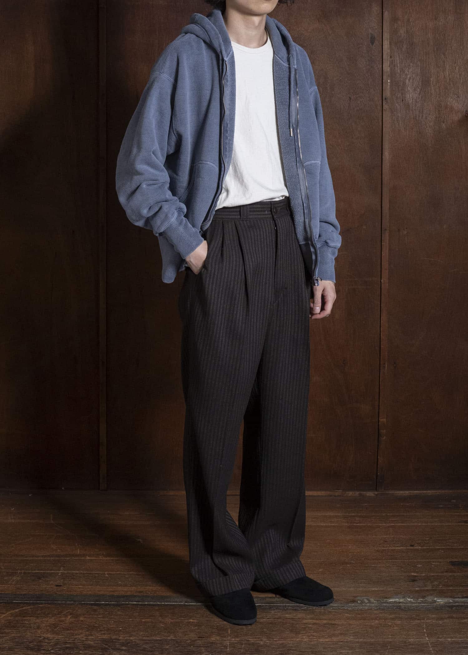 Taiga Takahashi Lot.615-Navy Full Zip Sweat Parka Navy
