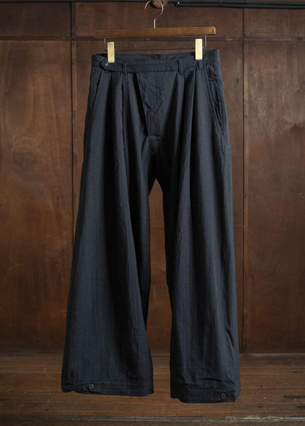 JAN-JAN VAN ESSCHE TROSERS #87 DOUBLE PLEATED TROUSERS Medium Seersucker Dark Stripe