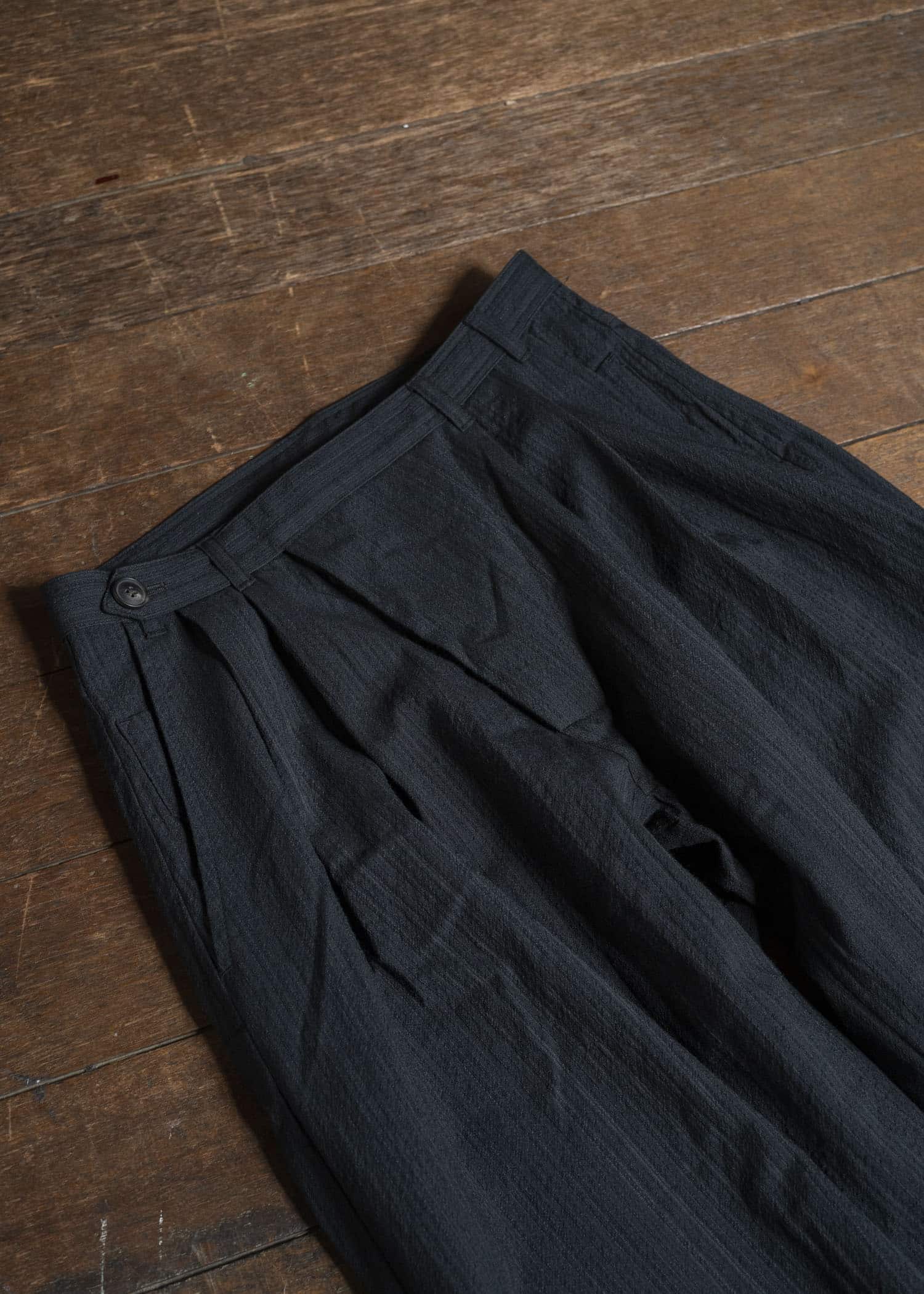 JAN-JAN VAN ESSCHE TROSERS #87 DOUBLE PLEATED TROUSERS Medium Seersucker Dark Stripe