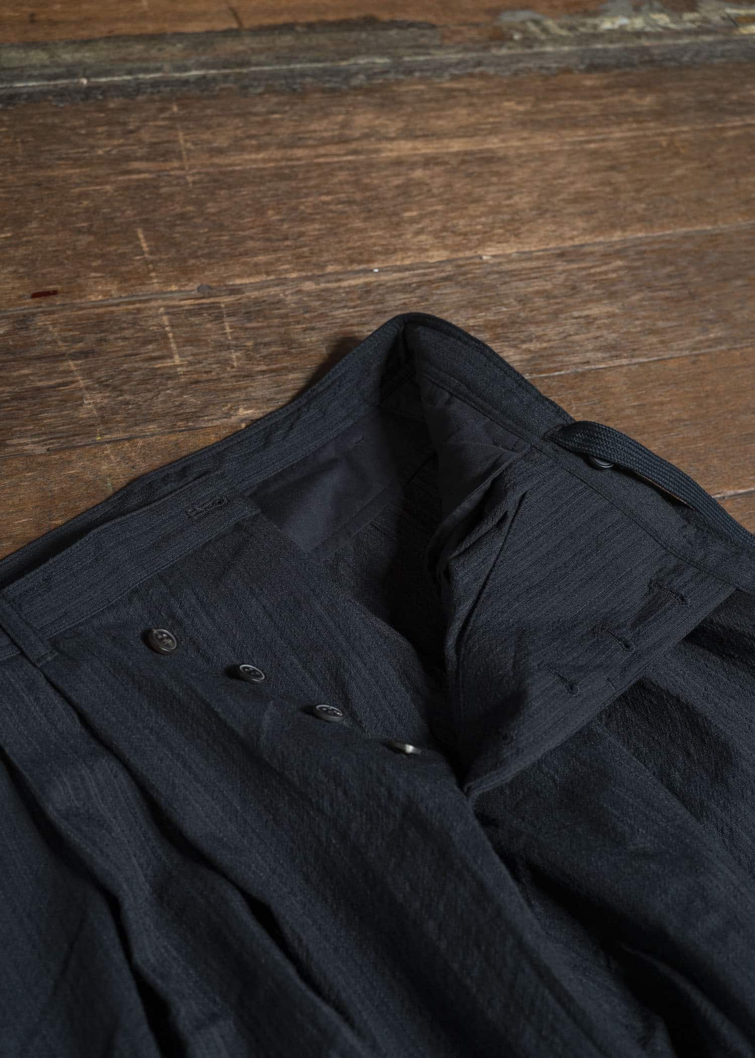 JAN-JAN VAN ESSCHE TROSERS #87 DOUBLE PLEATED TROUSERS Medium Seersucker Dark Stripe