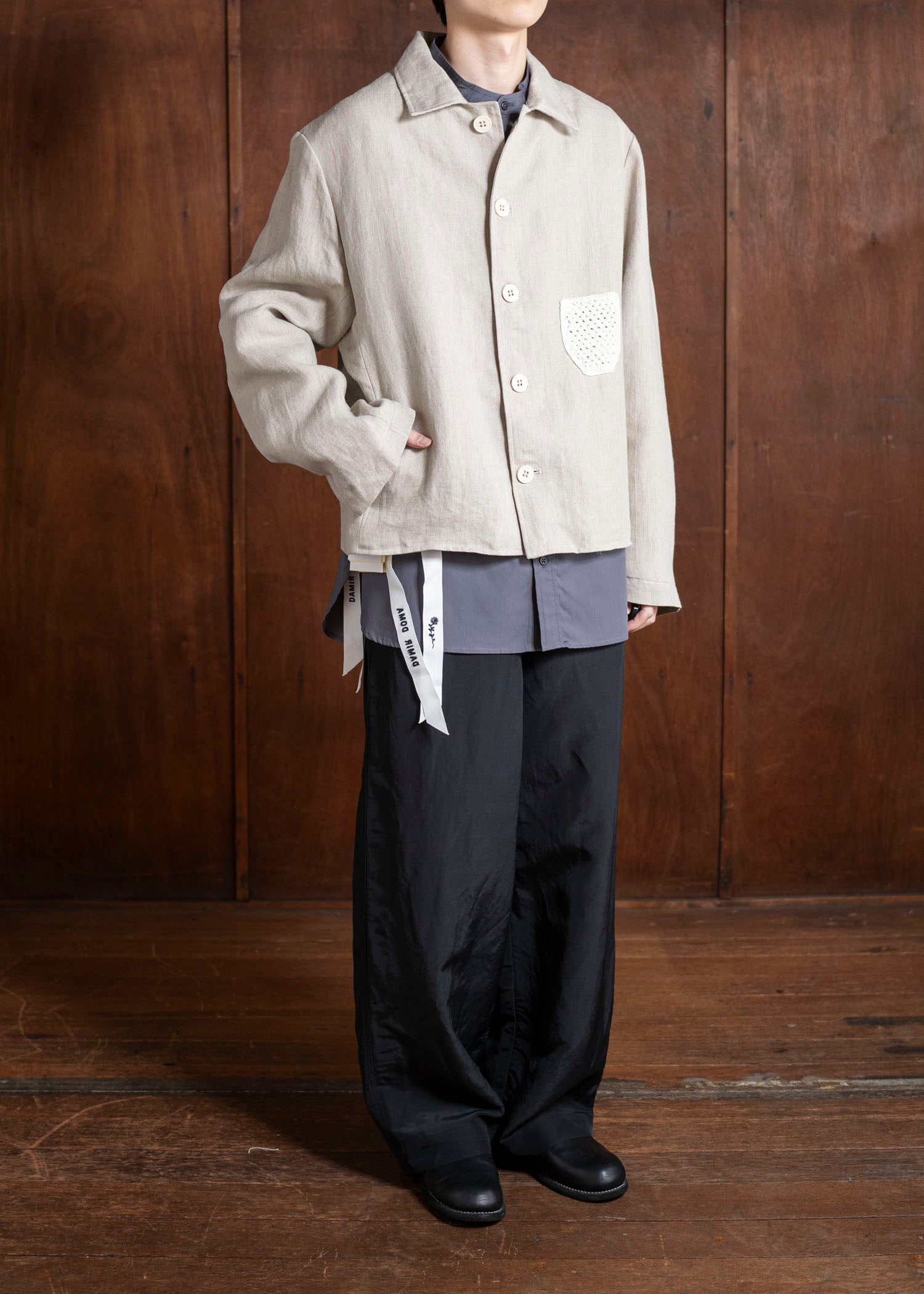 DIOMENE LIGUSTRUM / UNLINED CROCHET POCKET JACKET 03 LINEN DDM-JK-0018 / DDMLINO210