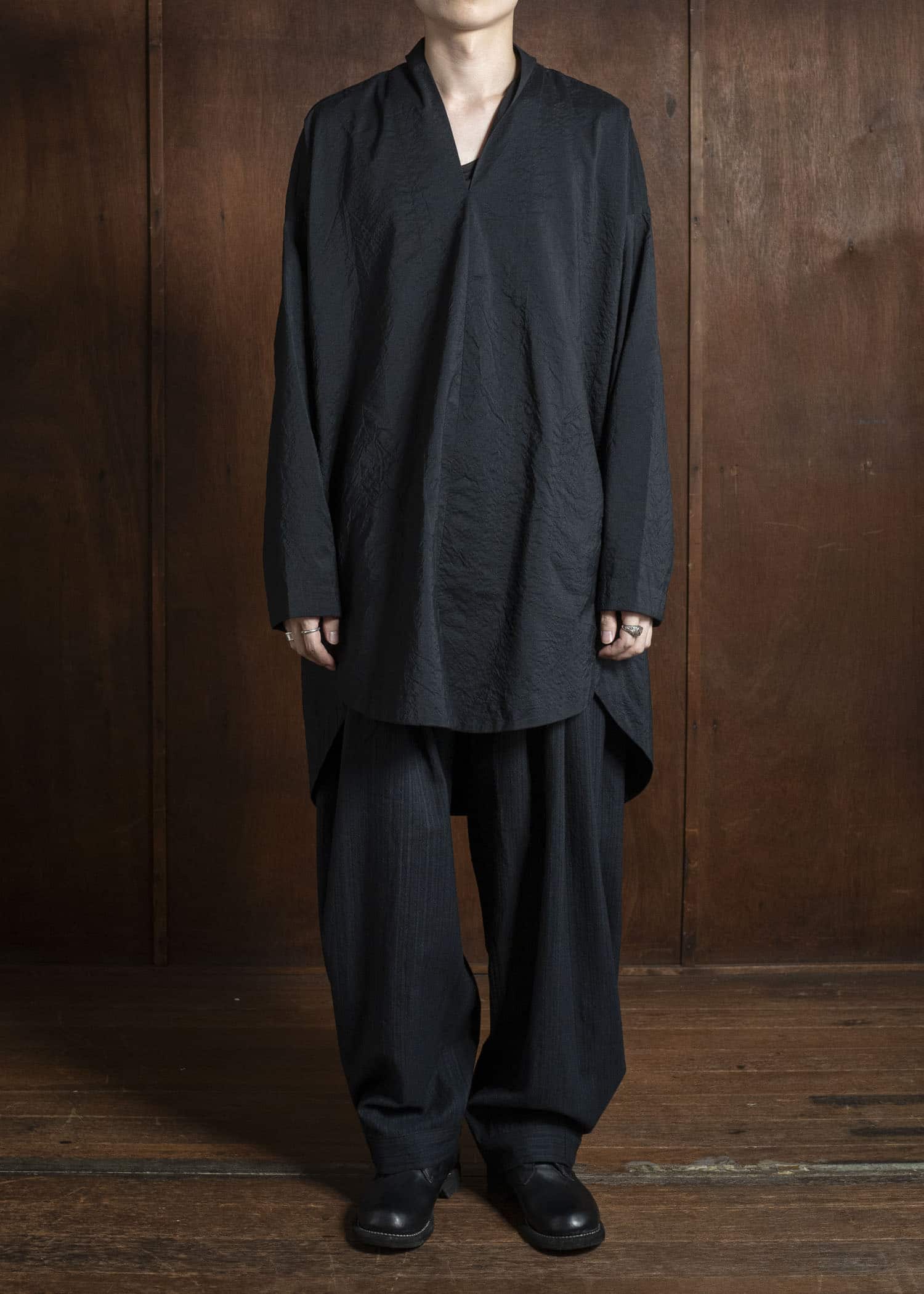 JAN-JAN VAN ESSCHE TROSERS #87 DOUBLE PLEATED TROUSERS Medium Seersucker Dark Stripe