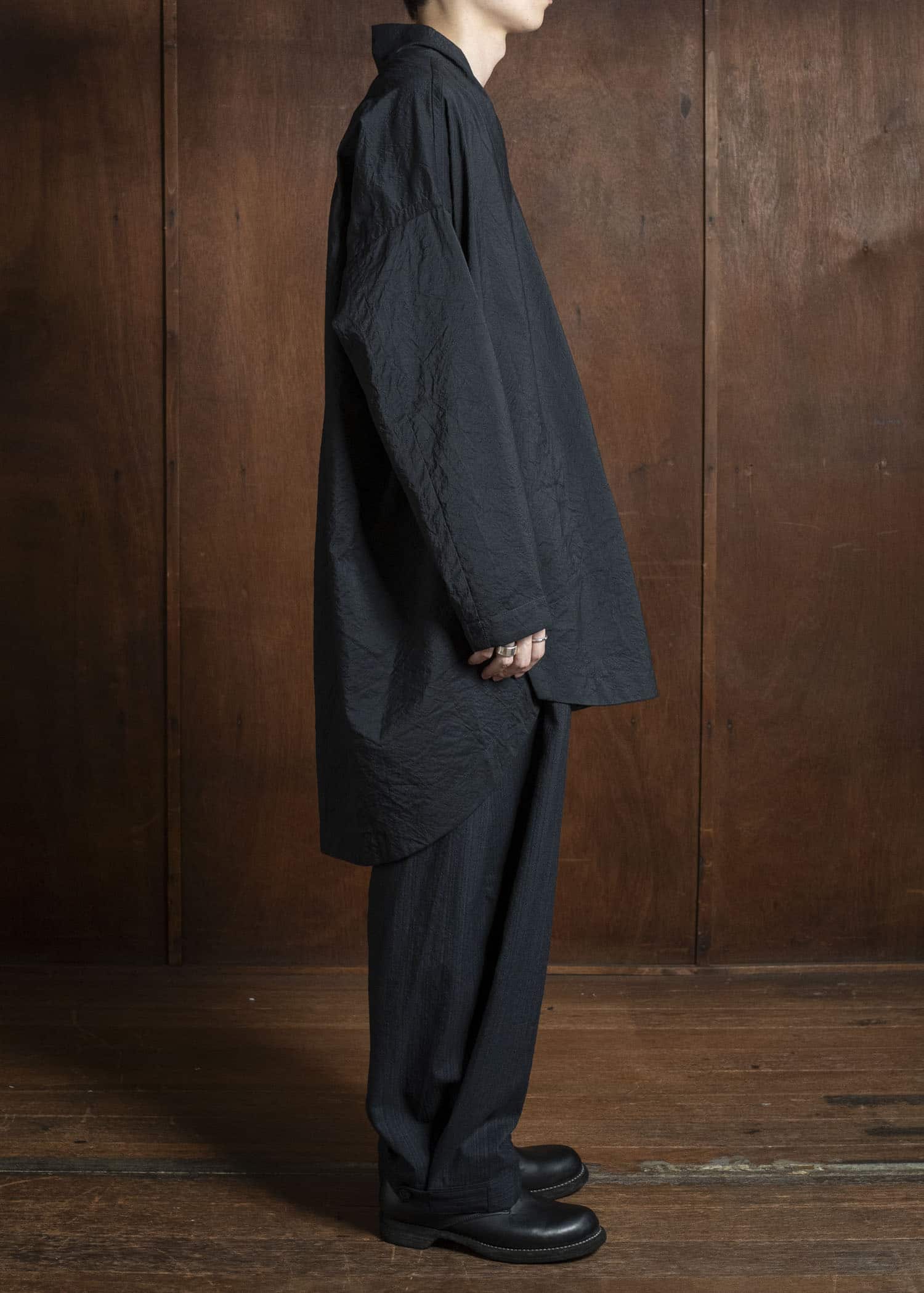 JAN-JAN VAN ESSCHE TROSERS #87 DOUBLE PLEATED TROUSERS Medium Seersucker Dark Stripe