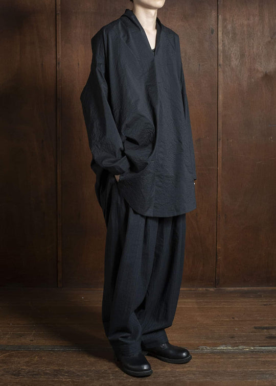 JAN-JAN VAN ESSCHE TROSERS #87 DOUBLE PLEATED TROUSERS Medium Seersucker Dark Stripe