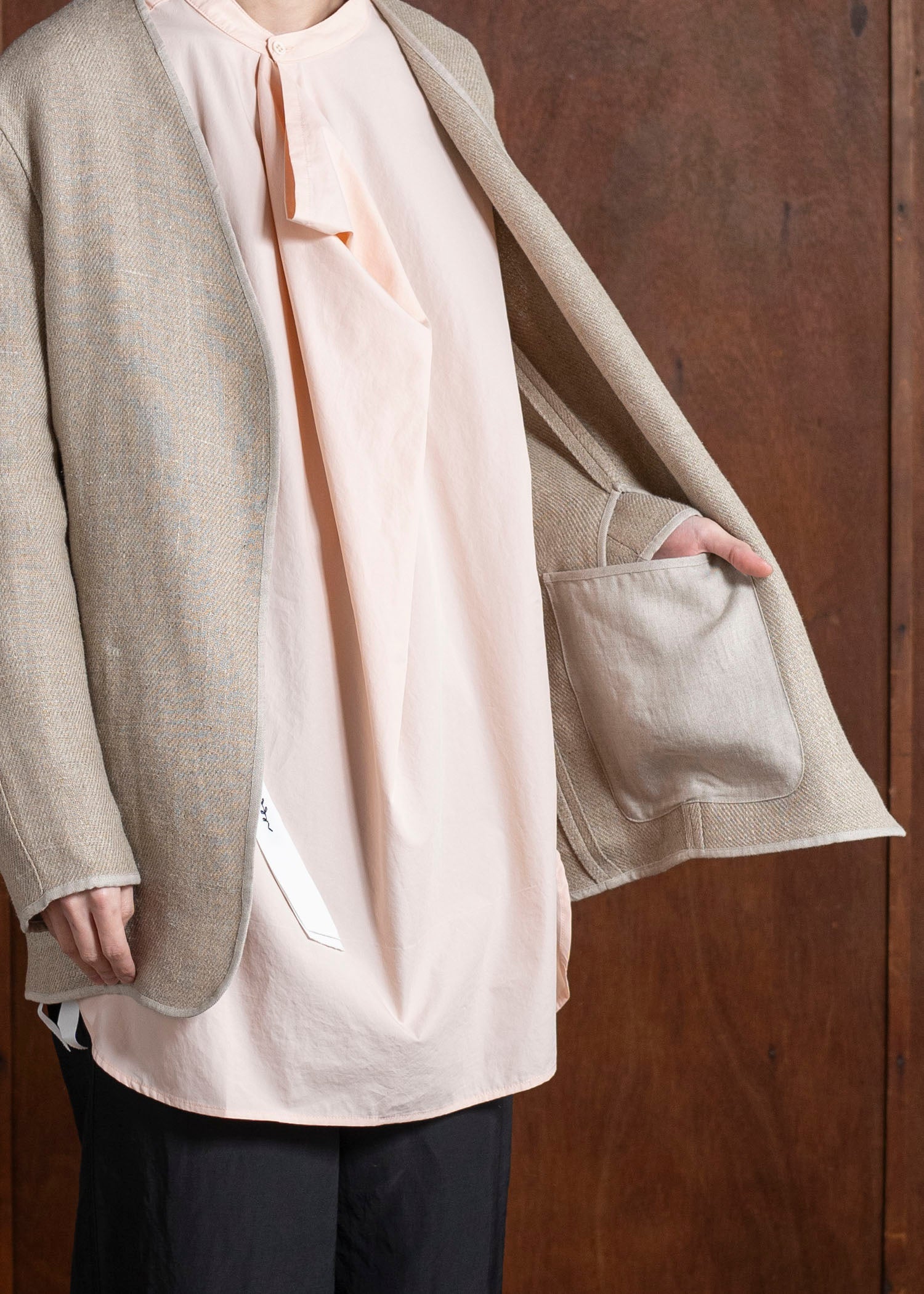 DIOMENE GARDENIA / UNLINED COLLARLESS JACKET 06 WALNUT DDM-JK-0017 / DDMLINODOK