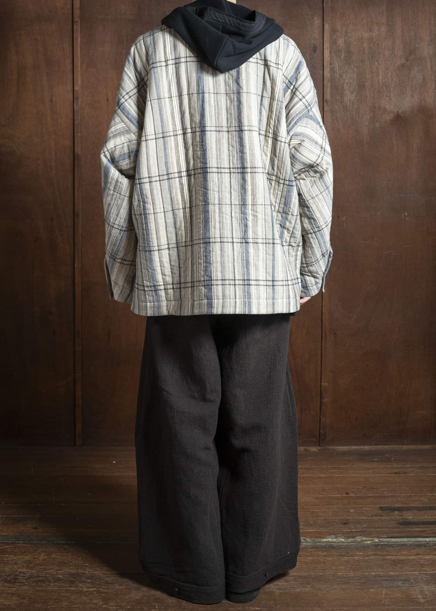 JAN-JAN VAN ESSCHE JACKET #62 COLLARLESS PADDED JACKET Madras Plaid Plaster