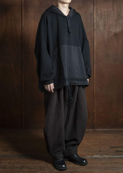 JAN-JAN VAN ESSCHE SWEAT#59 OVERSIZED HOODED SWEATSHIRT Cotton Yak Terry Sweat Black