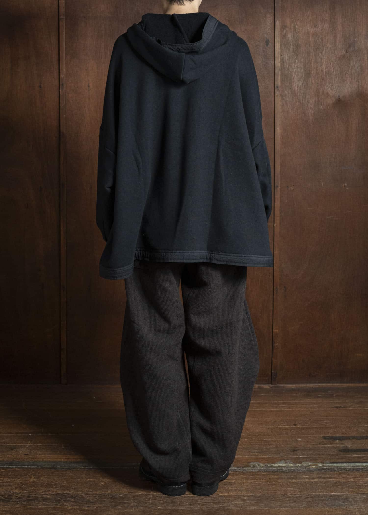 JAN-JAN VAN ESSCHE TROSERS #87 DOUBLE PLEATED TROUSERS Ridged Linen Wool Eggplant / Indigo